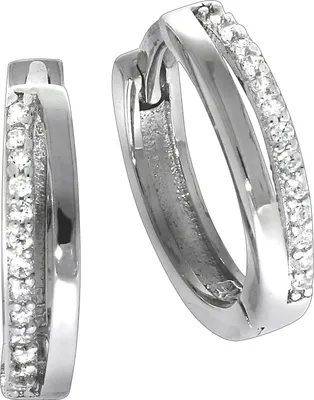 Immagine prodotto di Orecchini a cerchio pieghevoli in argento 925/- rodiato 1,5 cm con zirconi