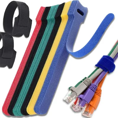 Obrázek produktu pro EDIBAZZAR | Stahovací pásky na suchý zip pro upevnění vodičů, sada 100 ks, barevné, 12 x 150 mm