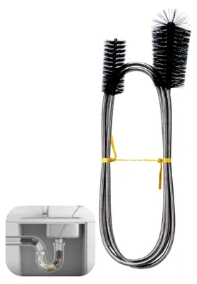 Produktbild von Flexbürste mit Doppelkopf, 155 cm – Flexible Edelstahl-Rohrbürste für enge Abflüsse und Leitungen