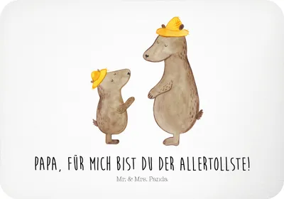 Produktbild von Mr. & Mrs. Panda magnet Bären mit Hut - Weiß - Geschenk, Kühlschrankmagnet, Family, Vatertag, holzmagnet, wandmagnet, Muttertag, Notizhalter, Kinder, Dad