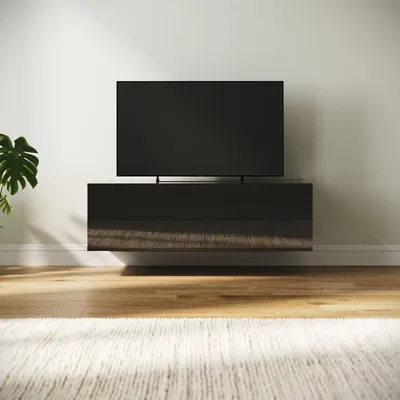 Produktbild von SONNI TV-Schränke Schwarz Hochglanz hängend holz 100 x 40 x 30cm Wandhängend, bodenstehend Niedriger Schrank