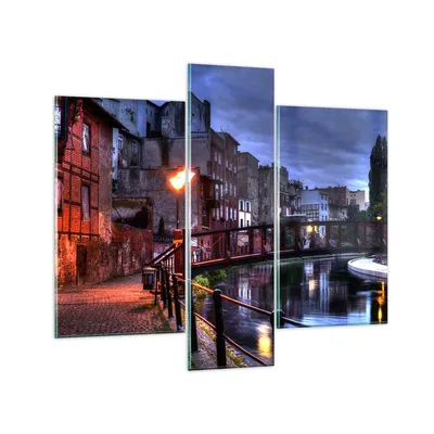 Produktbild von Bilder auf glas - Architektur Altstadt Stadt Fluss - 95x80cm - Glasbilder - Wandbilder - Kunstdruck - zum Aufhängen bereit - Wanddekoration aus Glas - Glas Bilder - Wandbild auf Glas - GCB95x80-0500