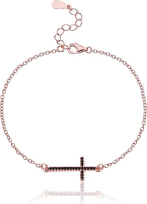 Produktbild von Karisma Damen Armband Silber 925 roségold Kreuz Zrikonia Weiss mit Verlängerung 3cm