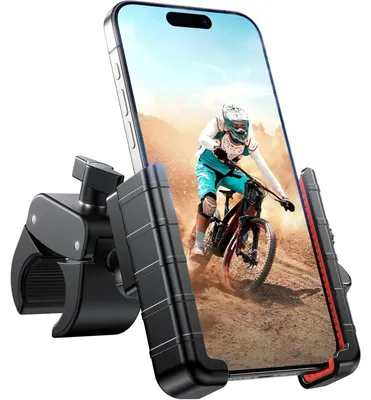 Produktbild von Handyhalterung Fahrrad Motorrad Lenker Universal 15-40mm für Smartphone 4,7-7 Zoll 360° drehbar Stoßdämpfend