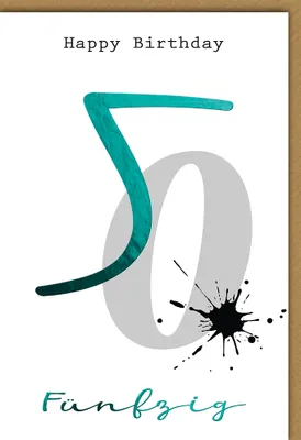 Produktbild von 50. Geburtstag - Glückwunschkarte im Format 11,5 x 17 cm - Tintenfleck