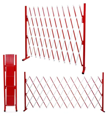 Produktbild von Absperrgitter, Scherengitter Zaun Schutzgitter ausziehbar, Alu rot-weiß - Höhe 153cm, Breite 36-300cm