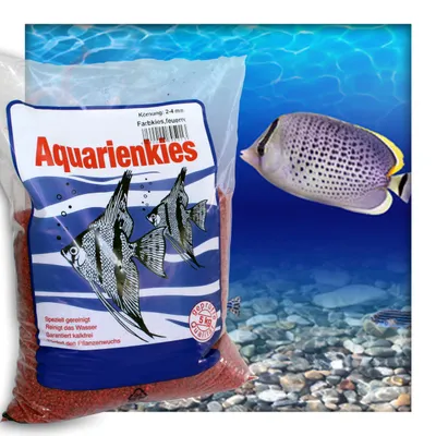 Produktbild von Farbkies Feuerrot Aquarium Deko Kies Aquariengrund Aquariumkies Bodengrund Körnung 2-4 mm 5 kg ( 1x 5 kg Beutel )