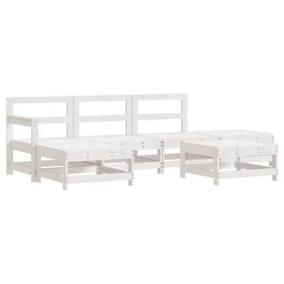Image de vidaXL Ensemble salon de jardin 6 pièces blanc pin massif