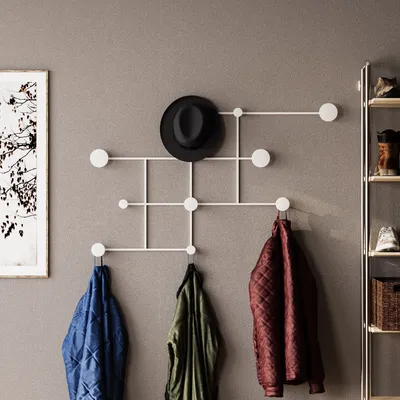 Image de Wallity, Fatara-B, crochet mural en métal, blanc, 100 % METAL, 112 x 64 x 10 cm