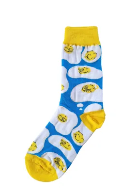 Produktbild von Musthaves Socks - Comic Motiv Socken / Strümpfe bunt, Motiv Spiegelei, blau, als Paar, uni, Größe 36-43