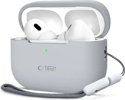 Zdjęcie produktu dla Etui Silikonowe Tech-Protect z Smyczą DO AirPods Pro 1, 2 Szare