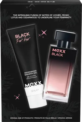 Zdjęcie produktu dla Zestaw upominkowy Mexx Black for Her EDT 30 ml i żel pod prysznic 50 ml