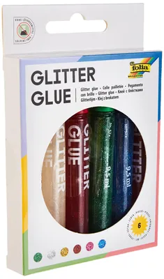 Glitzerkleber-Stifte, 6 Stifte, 9,5 ml, 6 Farben, sortiert