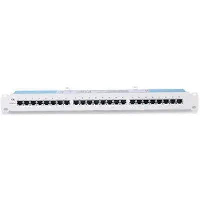 Produktbild von Intellinet 24-Port Cat5e Patchpanel, geschirmt, FTP, 19", 1 HE, 10/100/1000BASE-T(X), Gigabit Ethernet, Cat5e, F/UTP (FTP), Beige, Grau, Rackeinbau