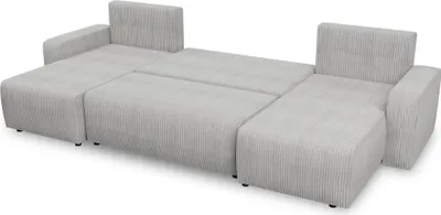 Produktbild von Wohnlandschaft mit Schlaffunktion Roma - U-Form Couch, Schlafsofa mit Bettkasten, Couchgranitur mit Bettfunktion, Big Sofa, Cord Stoff  (Pink (Poso 052))