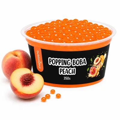 Produktbild von BubbleJoy Popping Boba Pfirsich 350 g Fruchtperlen für Bubble Tea