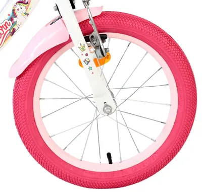 Image de Volare Unicorn - Vélo pour enfants - Fille - 16 pouces - Blanc - Deux freins à main