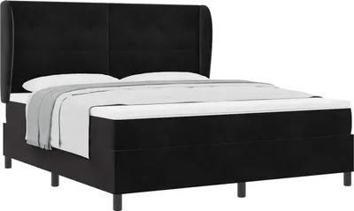 Obrázok produktu pre Posteľ s pružinovým rámom s matracmi Čierny 200 x 180 cm Zamat