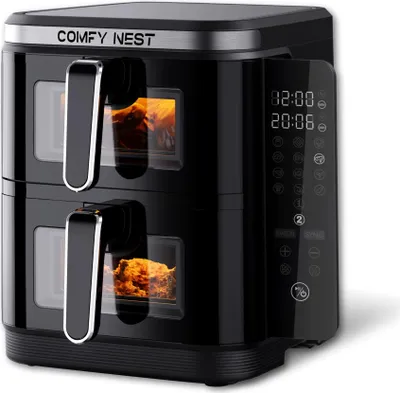 Comfy Nest CN-06184: 2800W Fritteuse mit Doppelkorb, Fenster und Seitenwand - 11 l