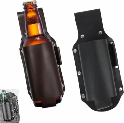 Productafbeelding van Bierholster - Set van 2 - Polyurethanleer - Zwart en bruin