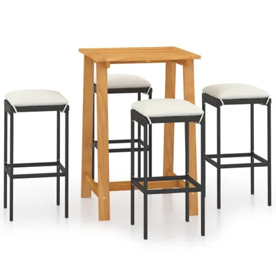 Image de vidaXL Ensemble bar de jardin 5 pièces avec coussins Noir