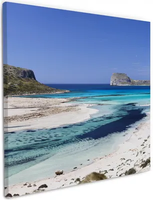 Produktbild von Wallario Premium Leinwandbild Einsame Bucht mit weißem Sand und klarem Wasser in Größe 50 x 50 cm