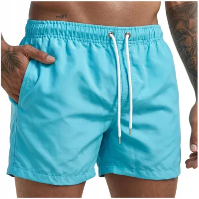 Produktbild von Herren Badeshorts XL - Schwimmhose - Schnelltrocknend - Hellblau - mit Innenslip und Taschen