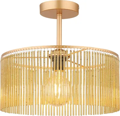 Produktbild von NOWA Deckenleuchte Metall goldfarben antik, Acryldekor amber, Kabel PVC schwarz, ø: 350mm, H: 320mm, exkl. 1x E27 60W 230V