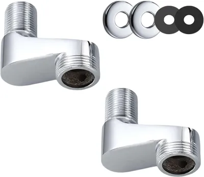Productafbeelding van Kraanaansluiting - Set van 2 - Draaibare S-aansluiting met afgeschuinde buitendraad - Douchekraan adapter - Met decoratieve ring en afdichting