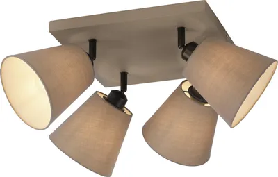 Produktbild von JUST LIGHT LED Deckenlampe RIALA Stoffschirm Spots schwenkbar mit Stoffschirmen beige Wohnzimmer, Schlafzimmer, Flur, Esszimmer