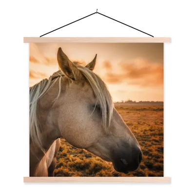 Produktbild von MuchoWow® Textilposter Pferd - Tiere - Porträt 40x40 cm mit holzfarbenen Rahmen - Posterleiste