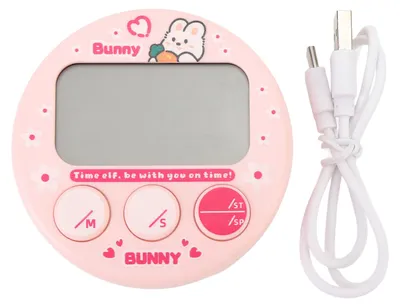 Produktbild von Digitaler Küchentimer, LCD-Display, kompakt, Cartoon, elektronisch, magnetisch, für Kinder, Rosa
