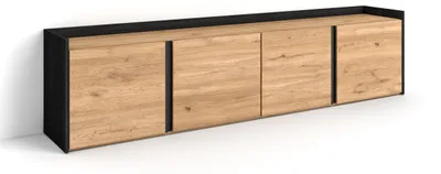 Immagine prodotto di Mobile TV Soggiorno, 207x50x35 cm, Per TV fino a 80", Mobile Soggiorno, Rovere e nero