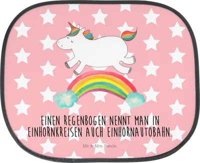 Produktbild von Mr. & Mrs. Panda Sonnenschutz Auto Einhorn Regenbogen - Rot Pastell - Geschenk, fenster, Unicorn, für Autoscheiben, Erwachsenwerden, Sonnenblende, Einhornpower, Glitzer
