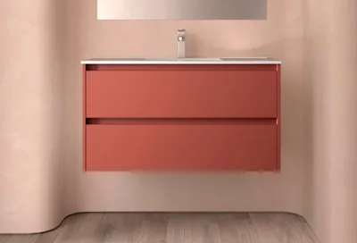 Produktbild von Noja Unterschrank 1000 2 Schubladen + Waschbecken Red Satin