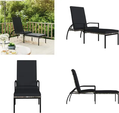 Image de vidaXL Bain de soleil avec repose-pieds PE Rattan Gris - Bain de soleil - Chaise longue - Chaise de jardin
