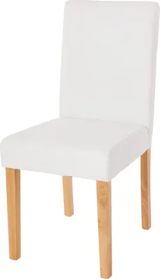Image de Chaise de salle à manger Littau, chaise de cuisine, similicuir ~ blanc mat, pieds clairs