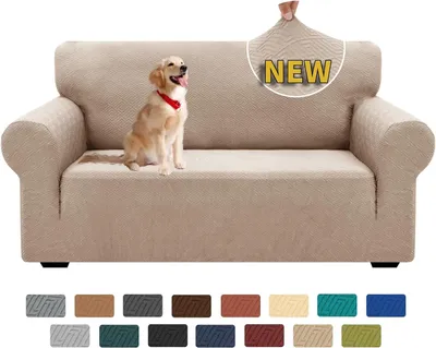 Image de Housse de canapé Jacquard, antidérapante, pour 2 places, lavable, adaptée aux chiens