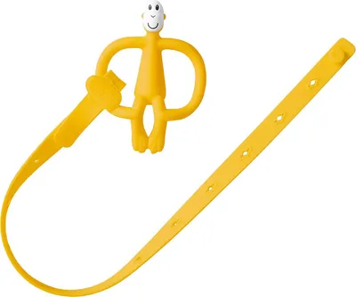 Produktbild von Matchstick Monkey Spielzeug Schnullerkette für Beißring, Spielzeug, Trinkbecher - Halteriemen zur Befestigung an Kinderwagen, Autositz oder Hochstuhl - Länge 55cm - Silikon gelb