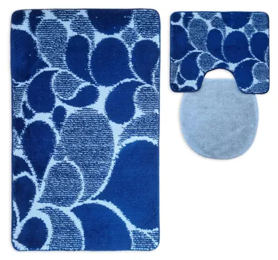 Produktbild von 3 tlg Badematte Badezimmerteppich Badteppich Set #79 BLAU