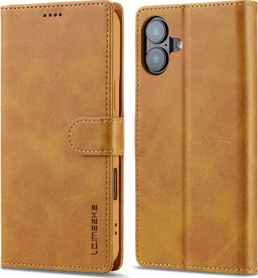 Produktbild von Hülle für iPhone 16, Klapphüllen Brieftasche Leder Magnetverschluss Ständer Schutzhülle Gelb