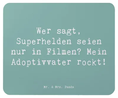 Produktbild von Mr. & Mrs. Panda Mouse Pad Spruch Adoptivvater Superheld - Meeresbrise - Geschenk, Mauspad, handgefertigte Geschenke, Mousepad, Familienstruktur, Dankeschön, Adoption, pc