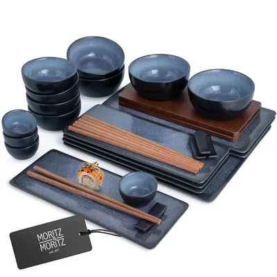 Produktbild von Moritz & Moritz VIDA 29tlg Sushi Geschirr Set Blau für 4 Personen