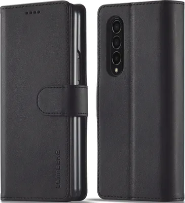 Image de Galaxy Z Fold4 Housse, étui à rabat Portefeuille en cuir Fermeture magnétique Ständer Housse de protection pour Samsung Galaxy Z Fold 4 5G Noir