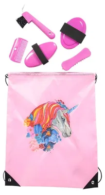 Productafbeelding van PFIFF 102790 Poetsset, gevuld met poetszak, paardenpoetsset paardenverzorging, roze
