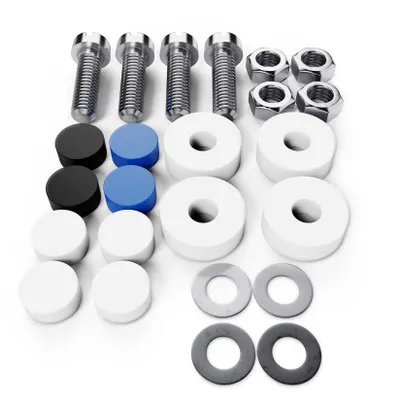 Produktbild von Kennzeichen Schrauben M5 x 20mm DIN 84 mit Abdeckkappen 4er Set für KFZ Kennzeichen Auto Motorrad Kennzeichen Schrauben