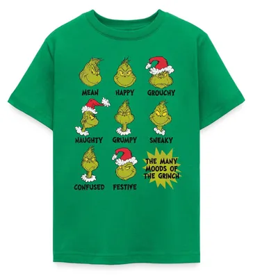 Produktbild von Spreadshirt Der Grinch Moods Of The Grinch Stimmungen Teenager T-Shirt, 134/146 (9-11 Jahre), Kelly Green