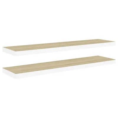 Image de Étagères flottantes 2 pcs Chêne et blanc 90x23,5x3,8 cm MDF