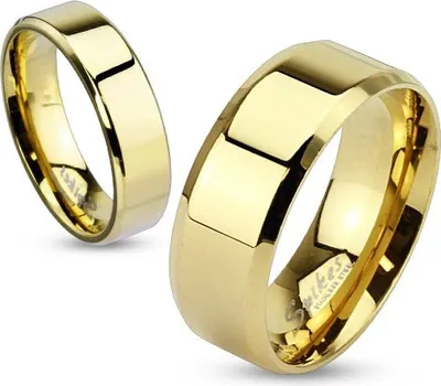 Produktbild von Damen Herren Ring Edelstahl Partnerring Ehering Verlobungsring Bandring gold 62 - Ø 19,76 mm 6 mm