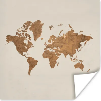 Produktbild von MuchoWow® Poster Weltkarte - Alt - Braun 30x30 cm - Wandposter - Printing